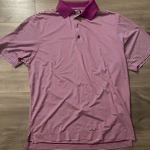 FootJoy FJ Men’s Large Purple/Pink Stripe Golf Polo Polyester Spandex Soft Shirt